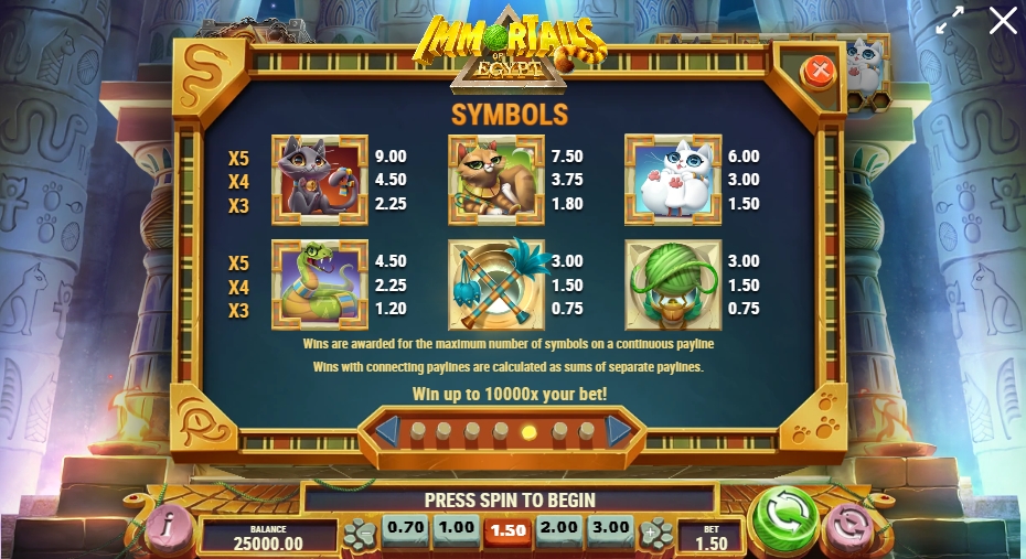 IMMORTAILS OF EGYPT ทดลองเล่น PLAY’n GO เครดิตฟรี UFABET เว็บตรง